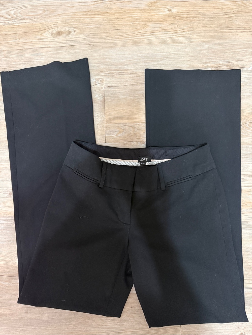 LOFT Black Straight-Leg Dress Trousers